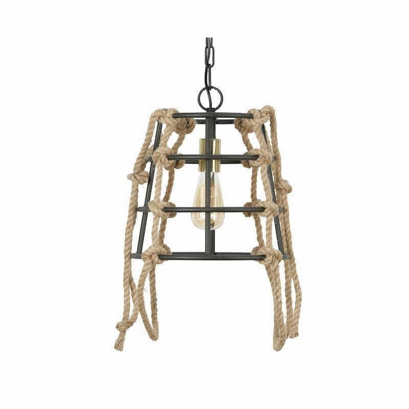 Holen 1 Light Black With Rope Pendant Ceiling Light soft glow ceiling light