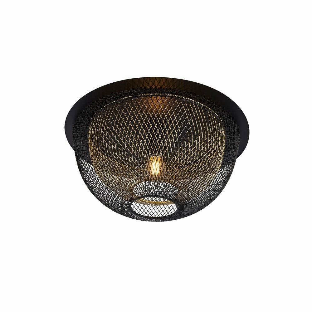 Honeycomb 1 Light Layered Black/Gold Mesh Ceiling Flush soft glow ceiling light