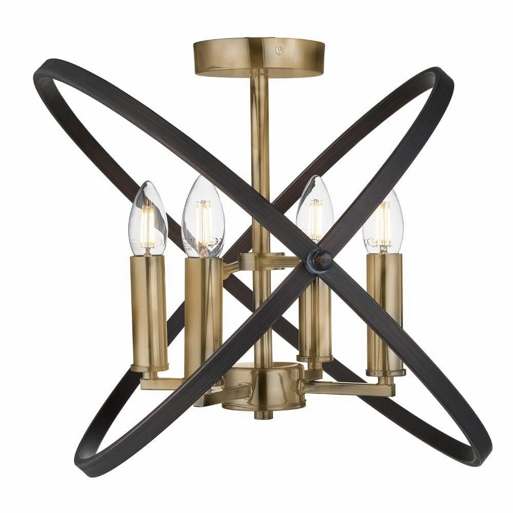 Hoopla 4 Light Bronze Semi Flush Ceiling Light Searchlight soft glow ceiling light