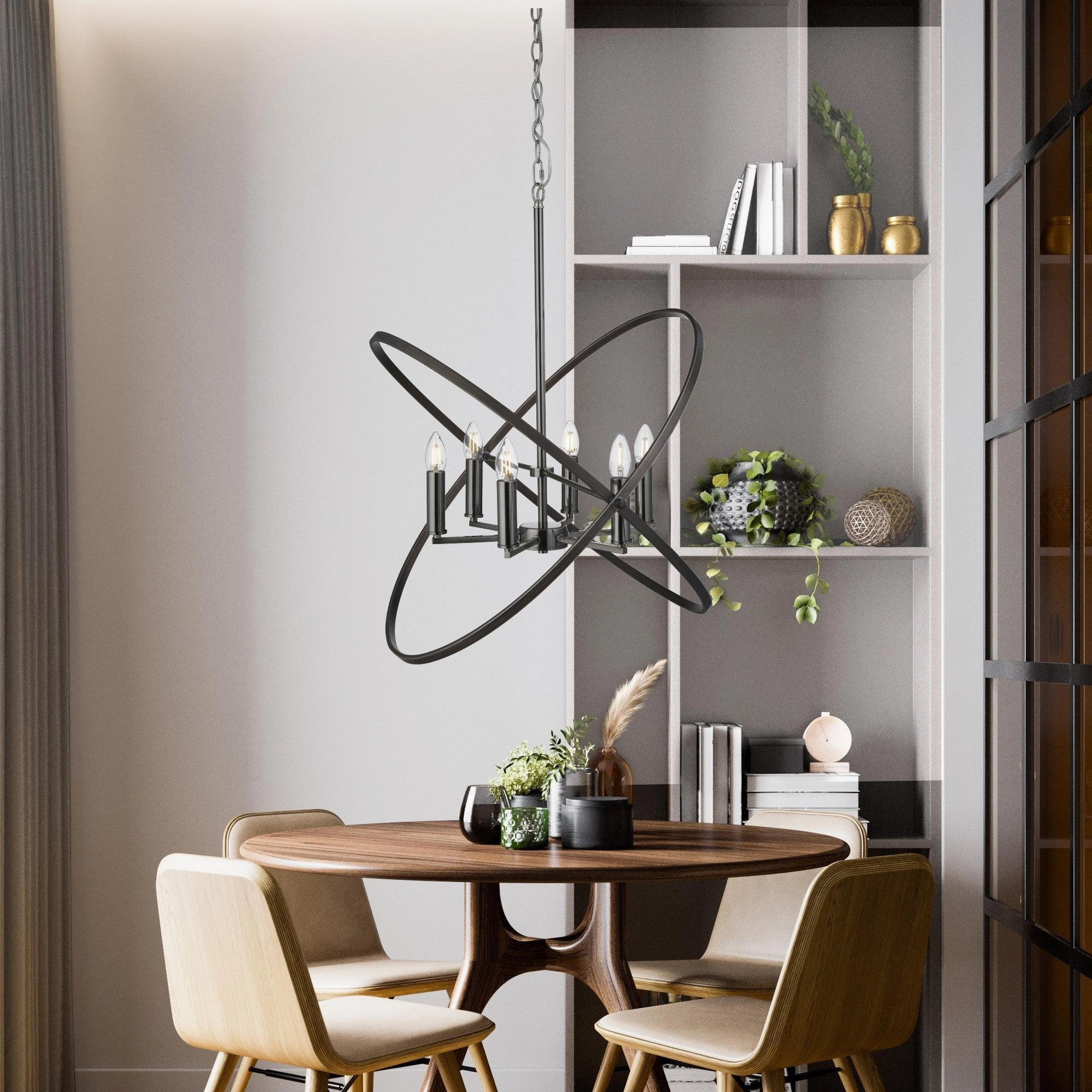Hoopla 6 Light Pewter Pendant Ceiling Light Searchlight