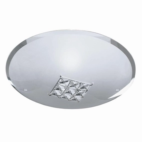 Horizon Sanded Glass/Clear Crystal Ceiling Flush - 32cm soft glow ceiling light