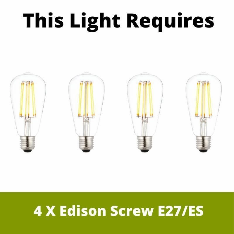 Horton 4 Light Silver Brushed Black Ceiling Pendant