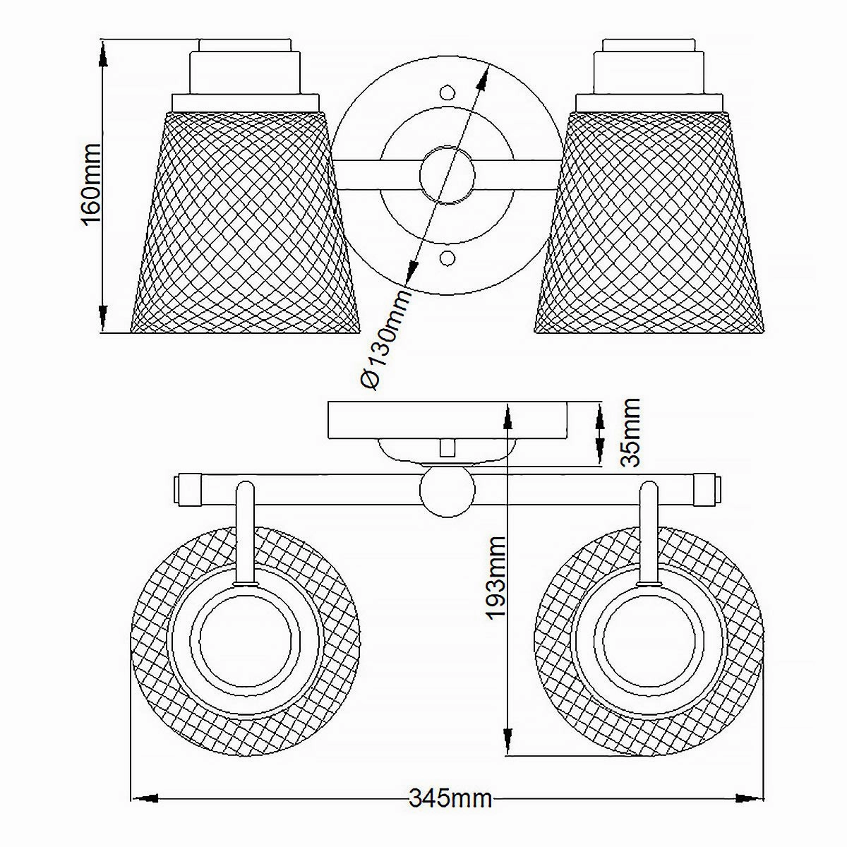 Hudson 2 Light Bathroom Wall Light