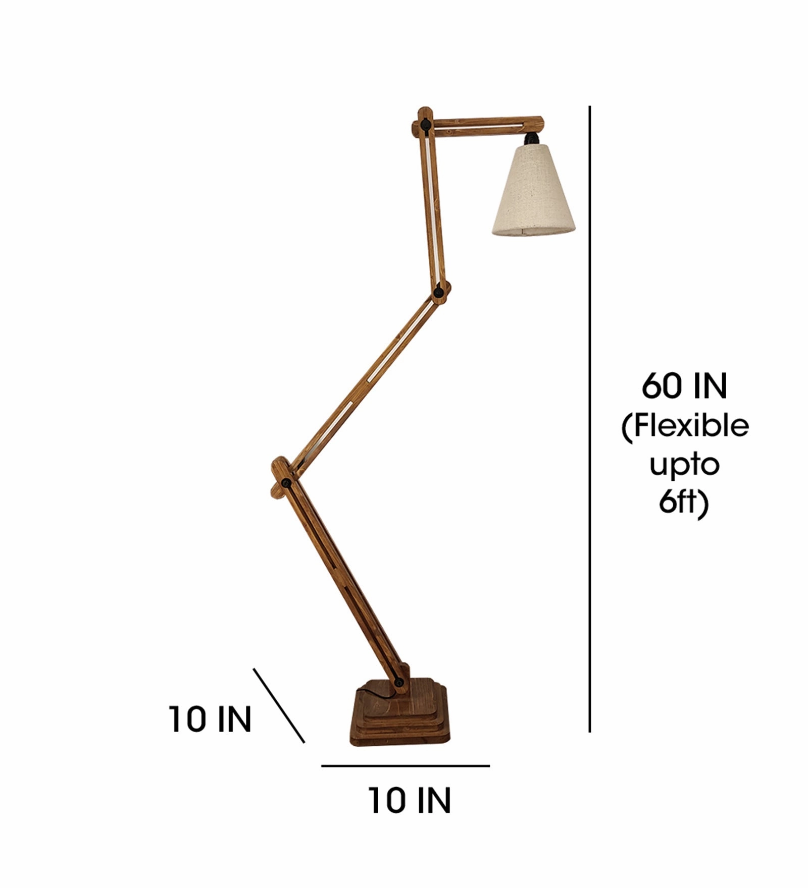 Hydra Wooden Floor Lamp with Brown Base and Jute Fabric Lampshade (BULB NOT INCLUDED)
