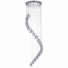 Ice Cube 20 Light LED 3M Multi-Drop Chrome & Glass Pendant ambient ceiling fixture