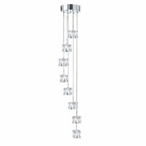 Ice Cube 8 Light LED Multi-Drop Chrome & Glass Pendant ambient ceiling fixture