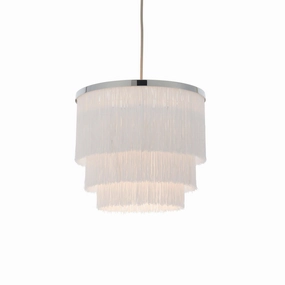 Illinois Chrome Art Deco White Fringe Pendant white ceiling lamp