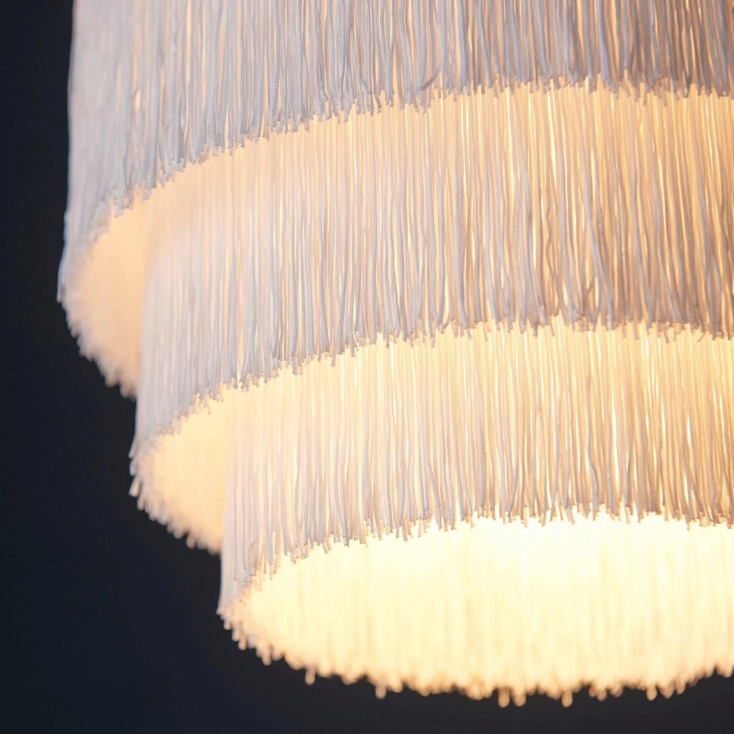 Illinois Chrome Art Deco White Fringe Pendant