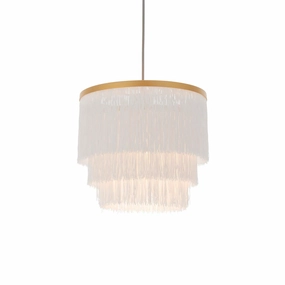 Illinois Large Gold Art Deco White Fringe Pendant white ceiling lamp