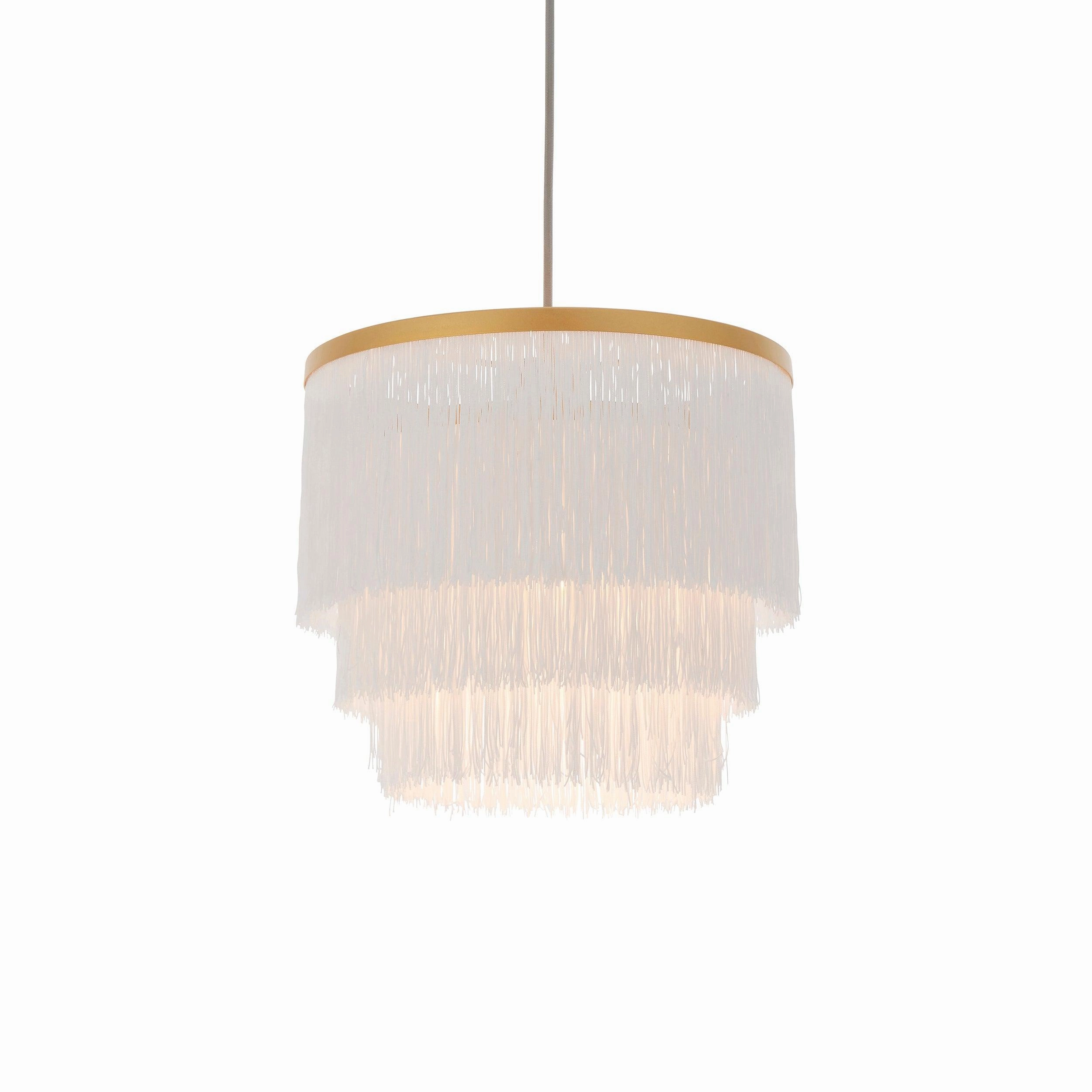 Illinois Large Gold Art Deco White Fringe Pendant white ceiling lamp