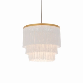 Illinois Large Gold Art Deco White Fringe Pendant ambient ceiling fixture