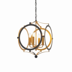 Indira 4 Light Black & Gold Circular Frame Ceiling Pendant white ceiling lamp
