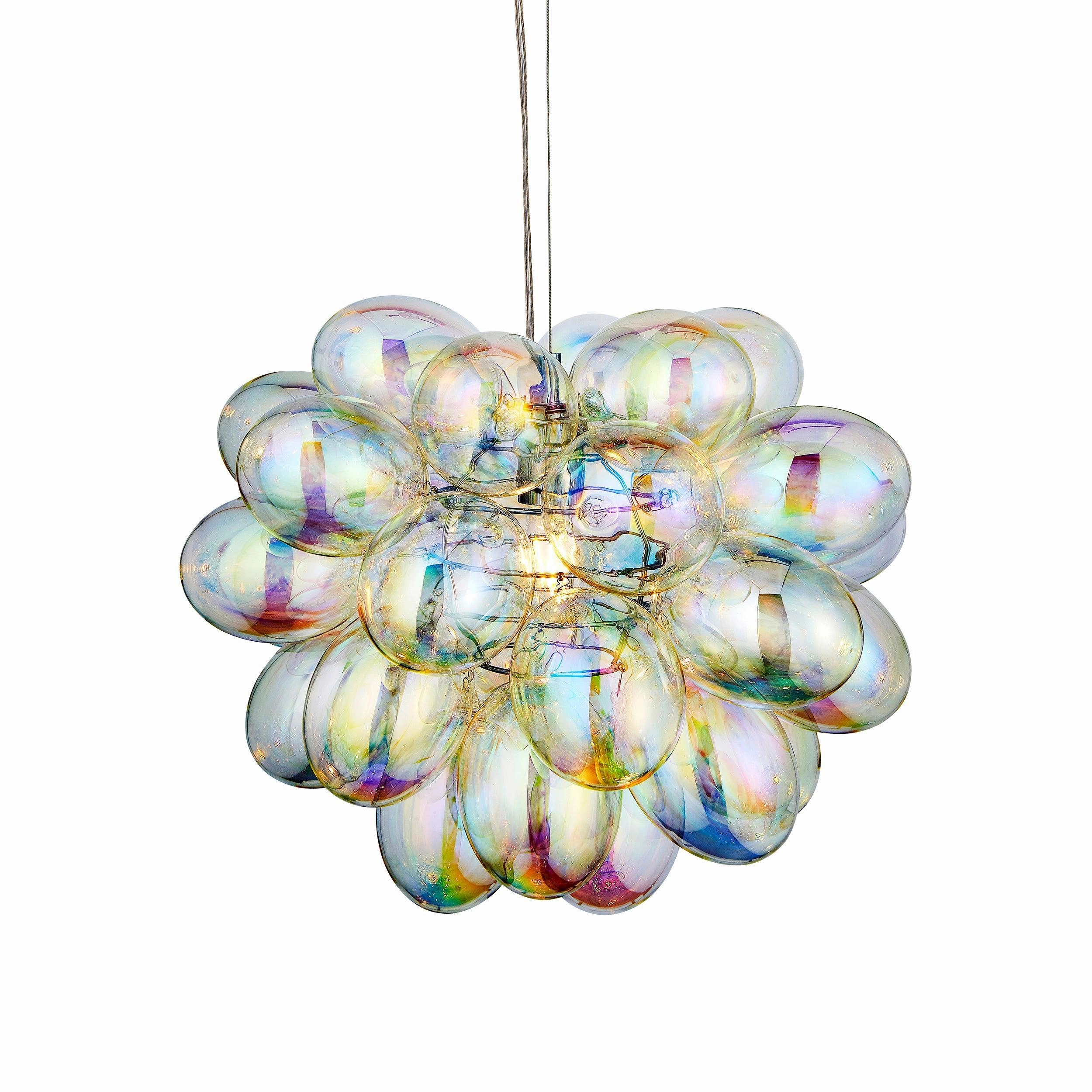 Infinity 1 Light Pendant - Chrome & Iridescent Glass Shades ambient ceiling fixture