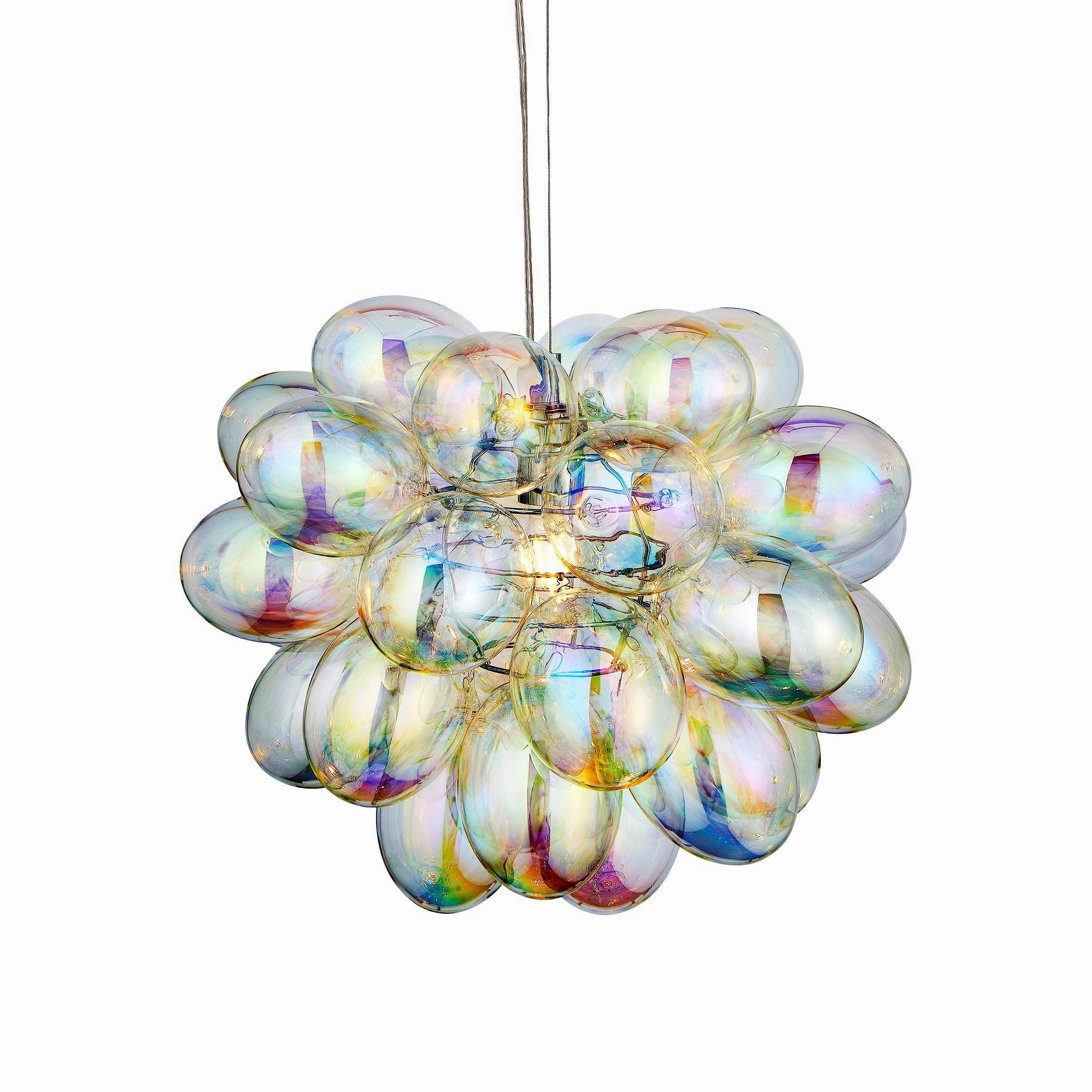 Infinity 1 Light Pendant - Chrome & Iridescent Glass Shades white ceiling lamp