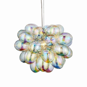 Infinity 1 Light Pendant - Chrome & Iridescent Glass Shades ambient ceiling fixture