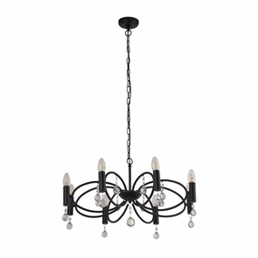Infinity 8 Light Black Pendant - Crystal Glass Detail soft glow ceiling light