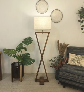 Infinity Wooden Floor Lamp with Premium Beige Fabric Lampshade (BULB NOT INCLUDED) creative lampshade design