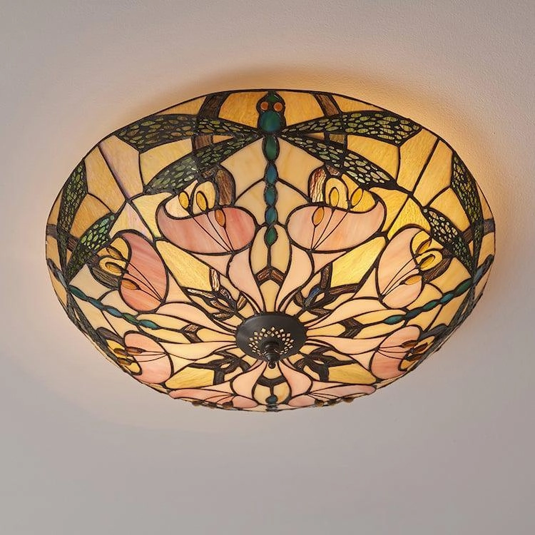 Interiors 1900 Ashton Large Flush Tiffany Ceiling Light