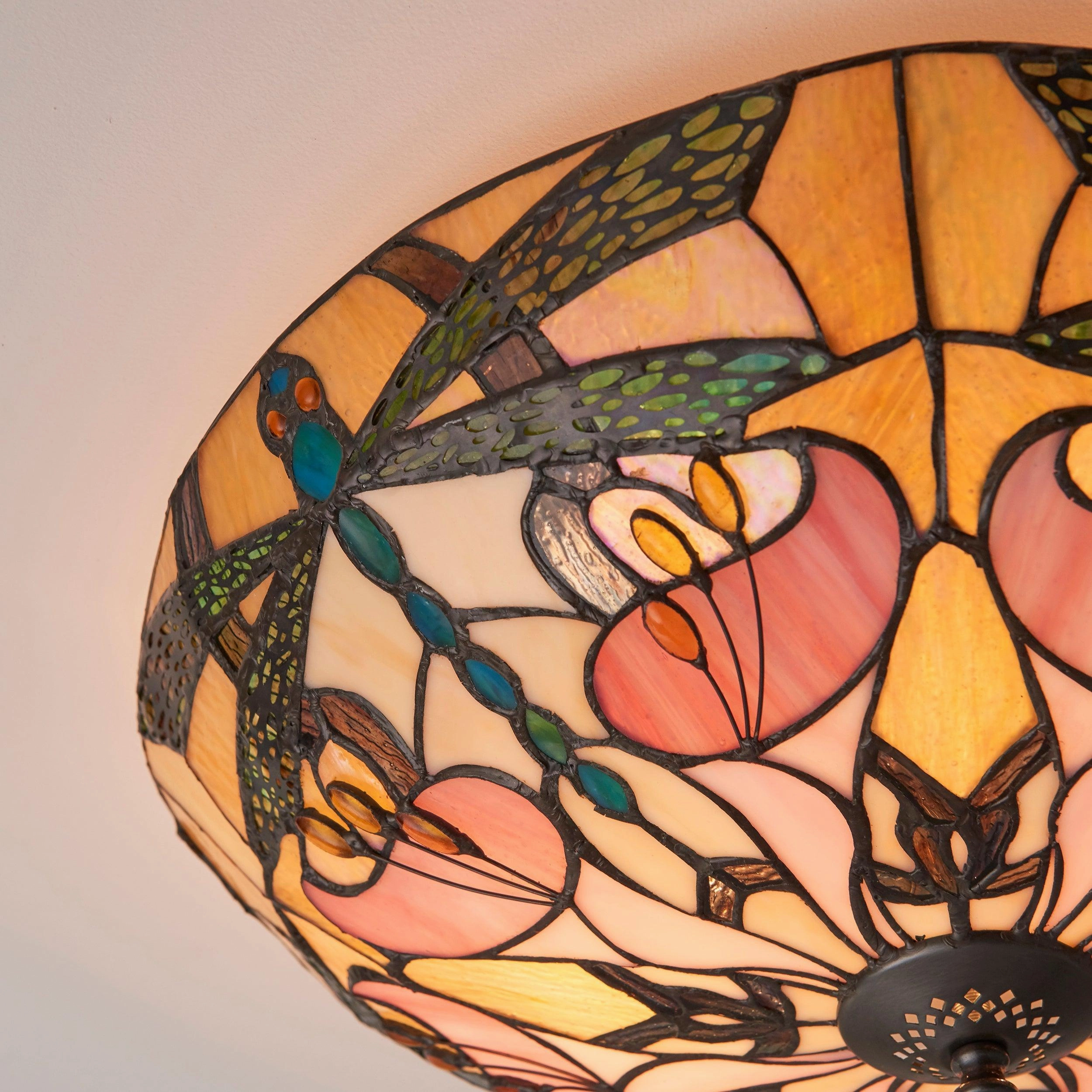 Interiors 1900 Ashton Large Flush Tiffany Ceiling Light