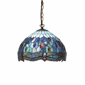 Interiors 1900 Blue Dragonfly Small Tiffany Ceiling Light recessed ceiling spot lamp