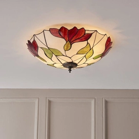 Interiors 1900 Botanica Large Flush Tiffany Ceiling Light recessed ceiling spot lamp