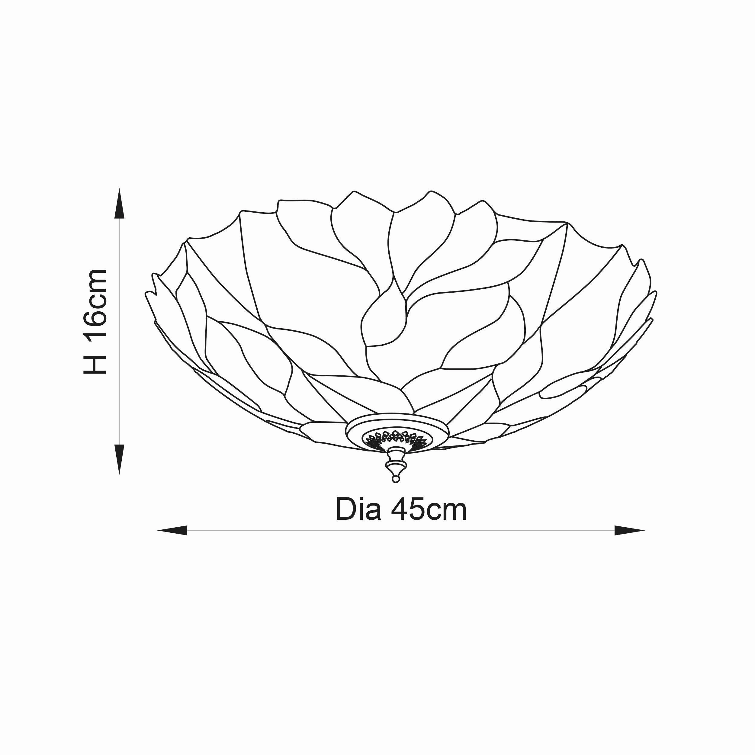 Interiors 1900 Botanica Large Flush Tiffany Ceiling Light