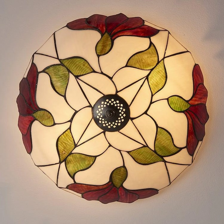 Interiors 1900 Botanica Large Flush Tiffany Ceiling Light