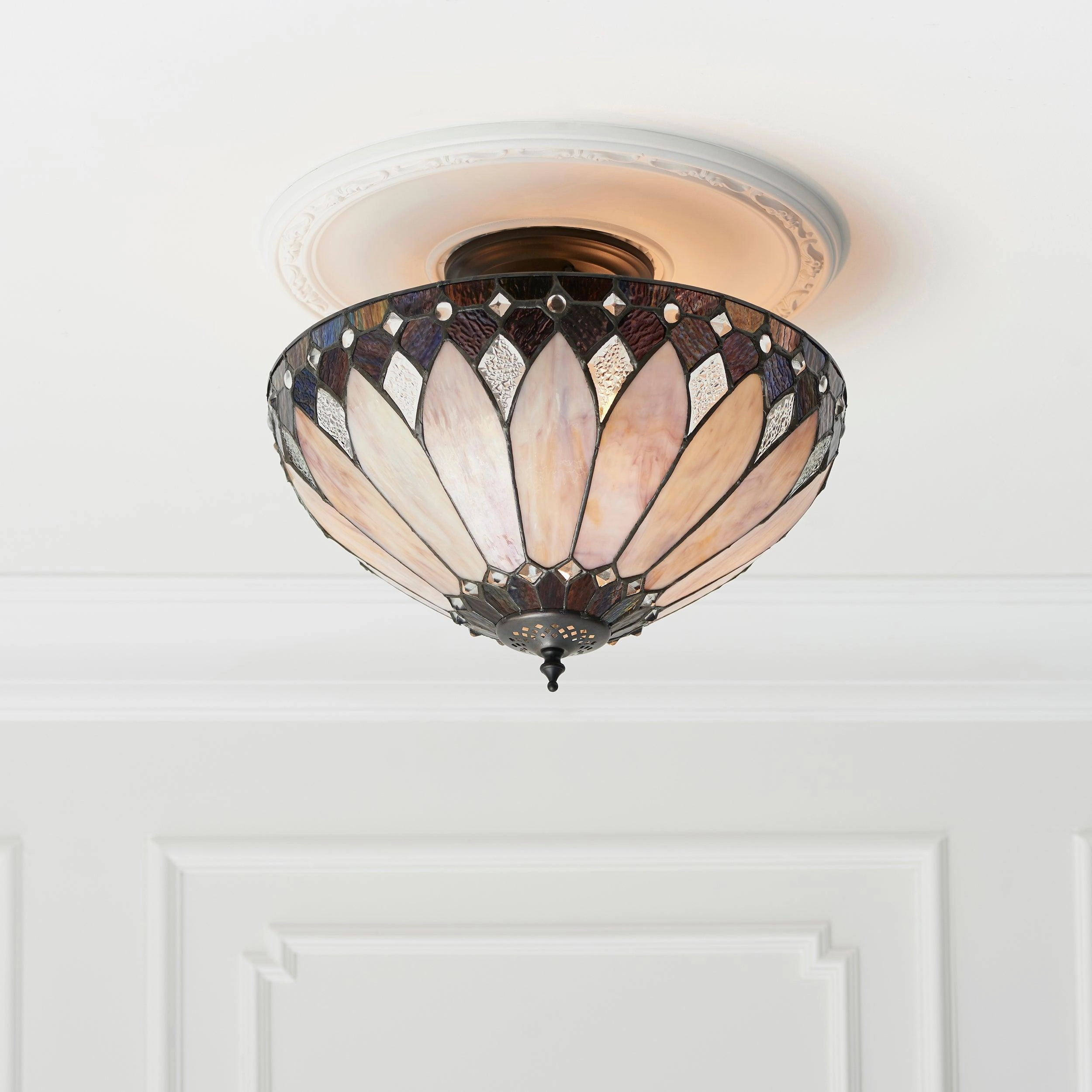 Interiors 1900 Brooklyn Semi-Flush Tiffany Ceiling Light
