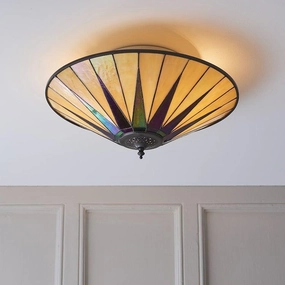 Interiors 1900 Dark Star Large Flush Tiffany Ceiling Light recessed ceiling spot lamp