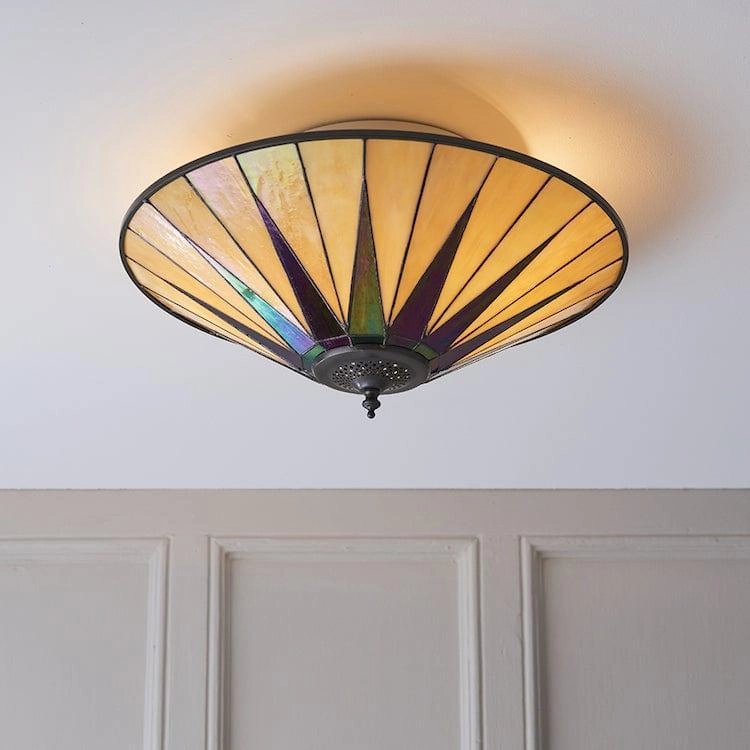 Interiors 1900 Dark Star Large Flush Tiffany Ceiling Light recessed ceiling spot lamp