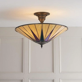 Interiors 1900 Dark Star Semi Flush Tiffany Ceiling Light recessed ceiling spot lamp