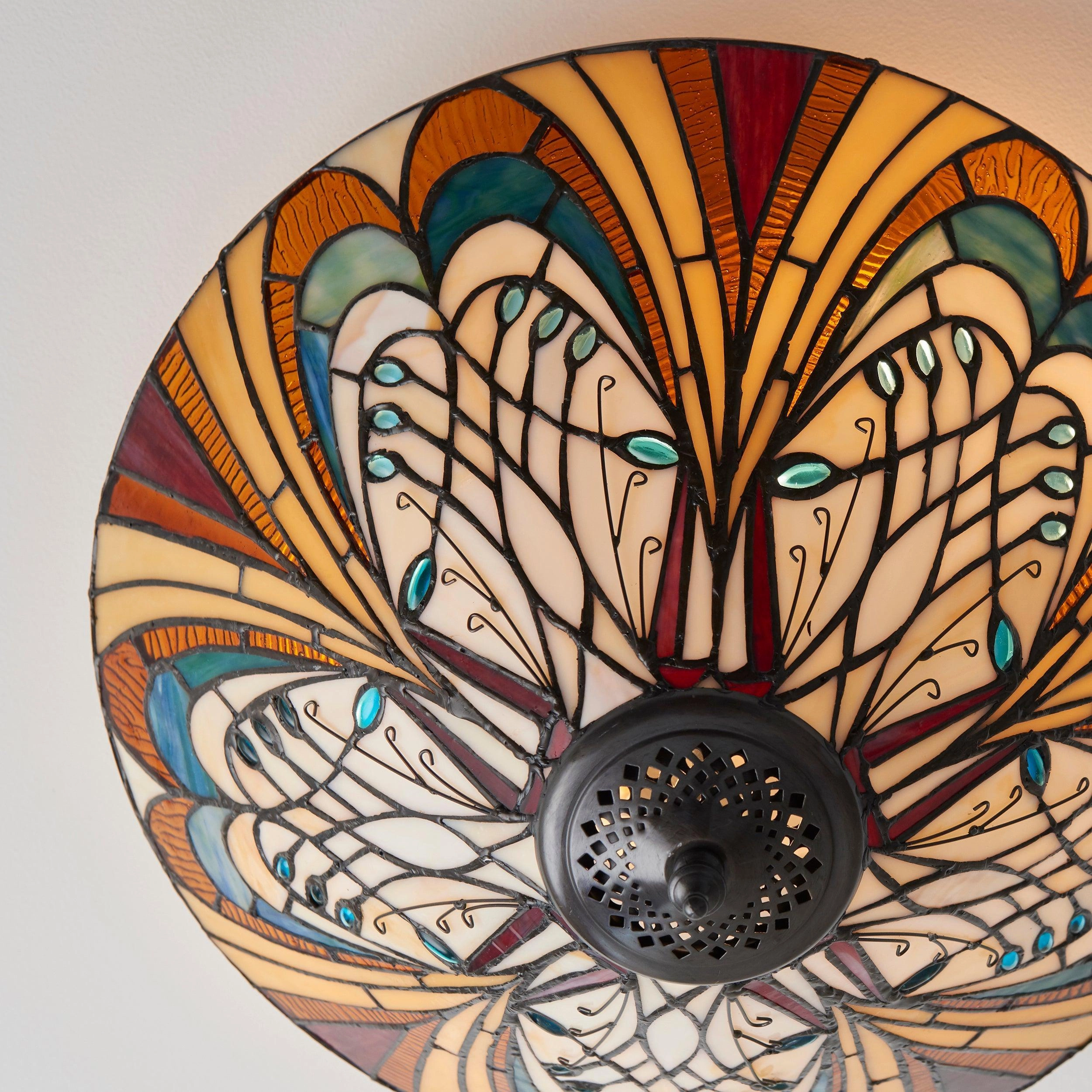 Interiors 1900 Hector Medium Flush Tiffany Ceiling Light