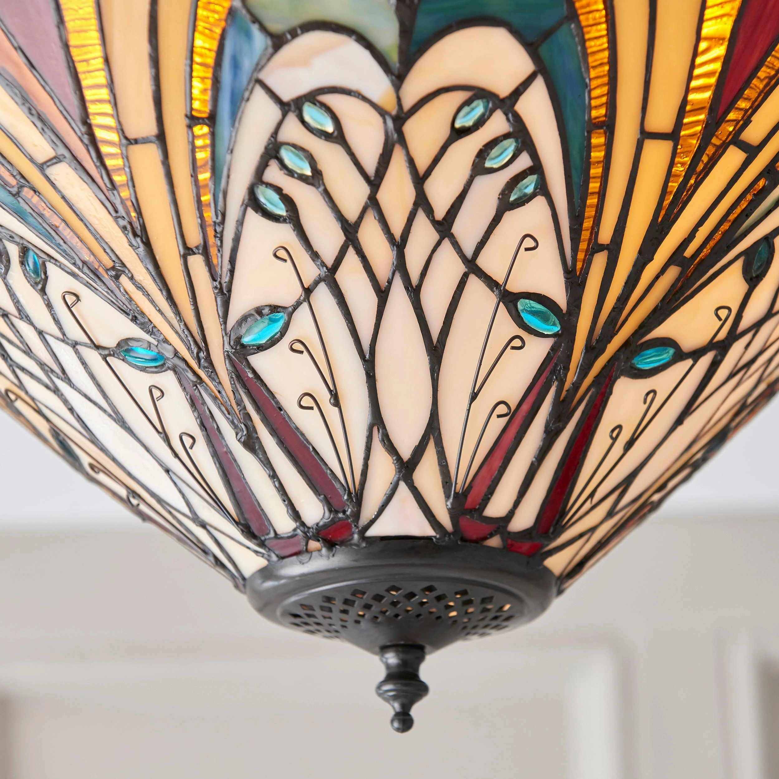 Interiors 1900 Hector Medium Flush Tiffany Ceiling Light