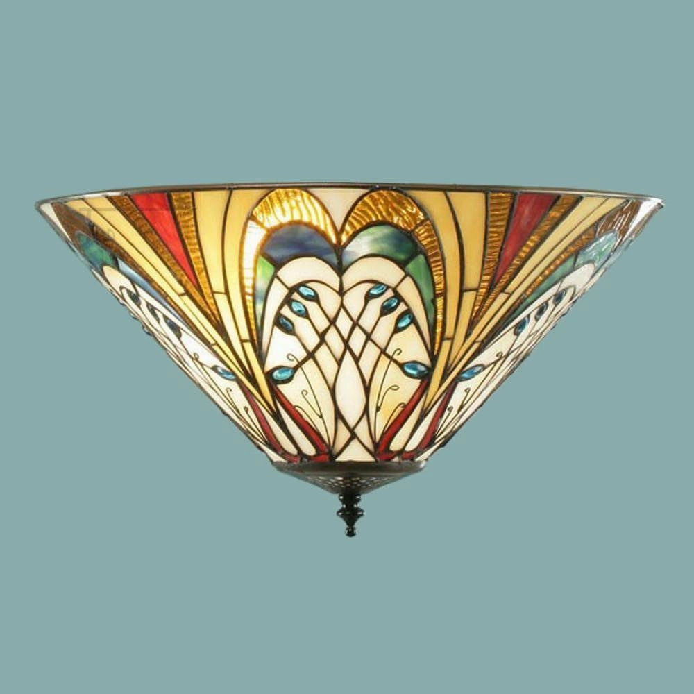 Interiors 1900 Hector Medium Flush Tiffany Ceiling Light