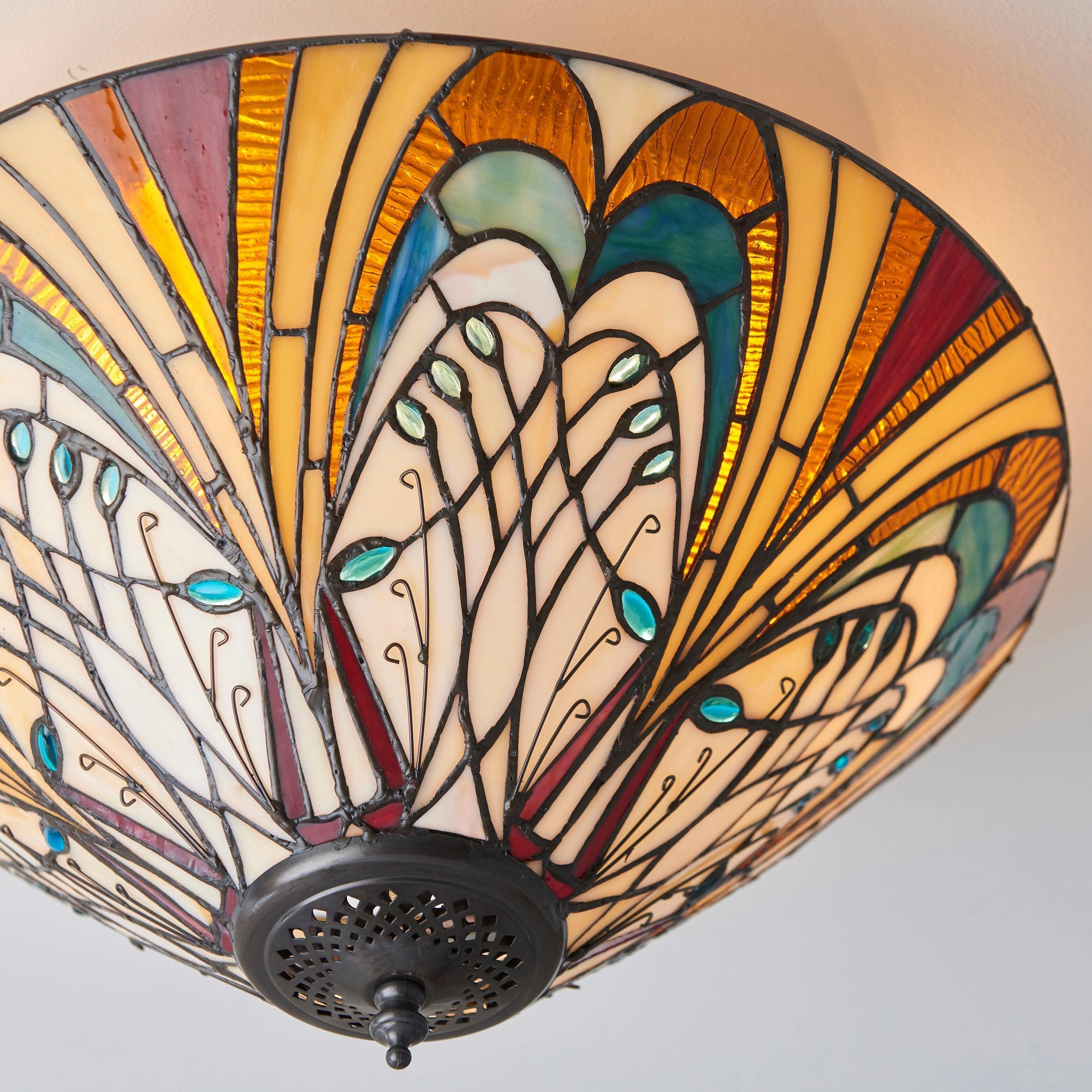 Interiors 1900 Hector Medium Flush Tiffany Ceiling Light