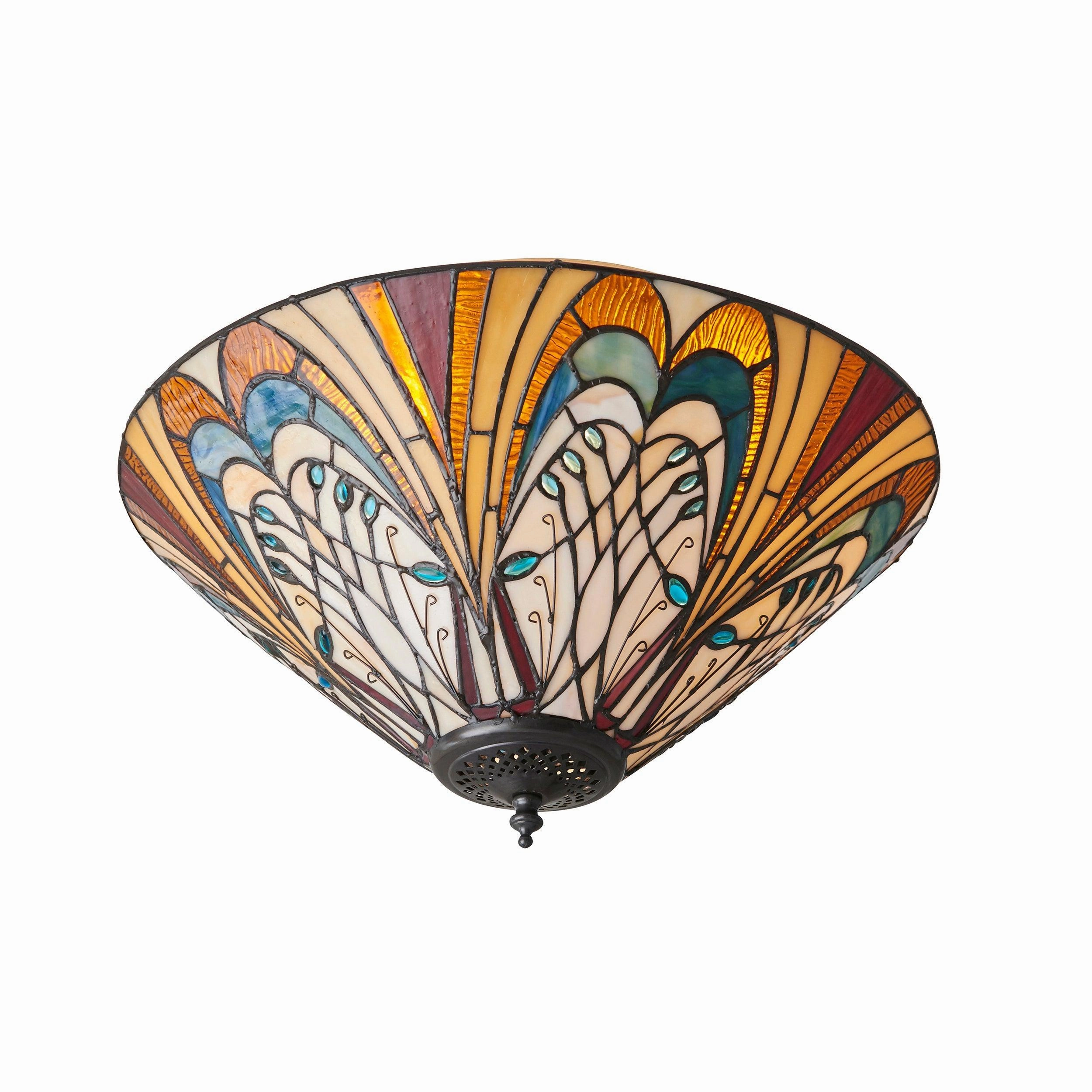 Interiors 1900 Hector Medium Flush Tiffany Ceiling Light