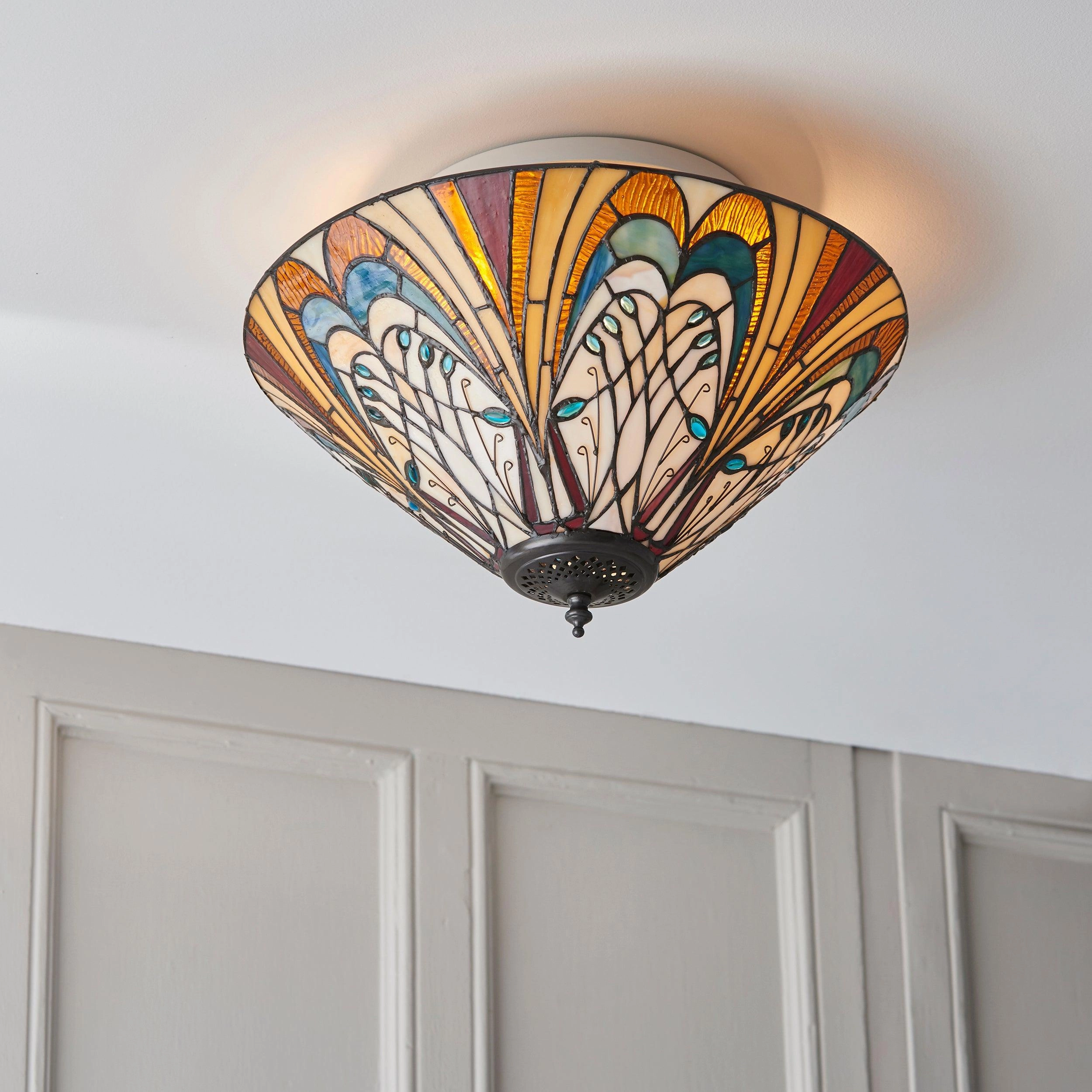 Interiors 1900 Hector Medium Flush Tiffany Ceiling Light recessed ceiling spot lamp