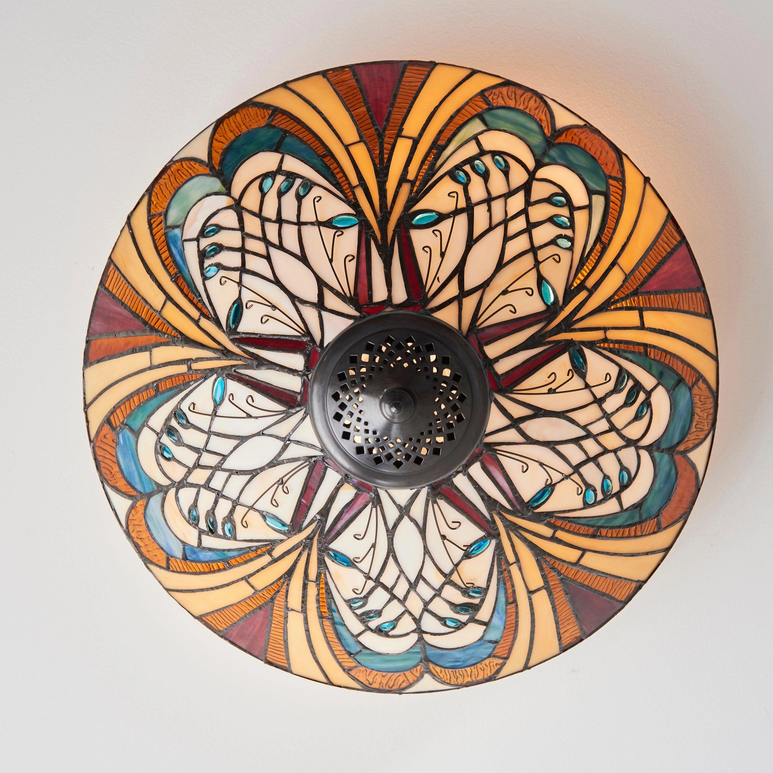 Interiors 1900 Hector Medium Flush Tiffany Ceiling Light