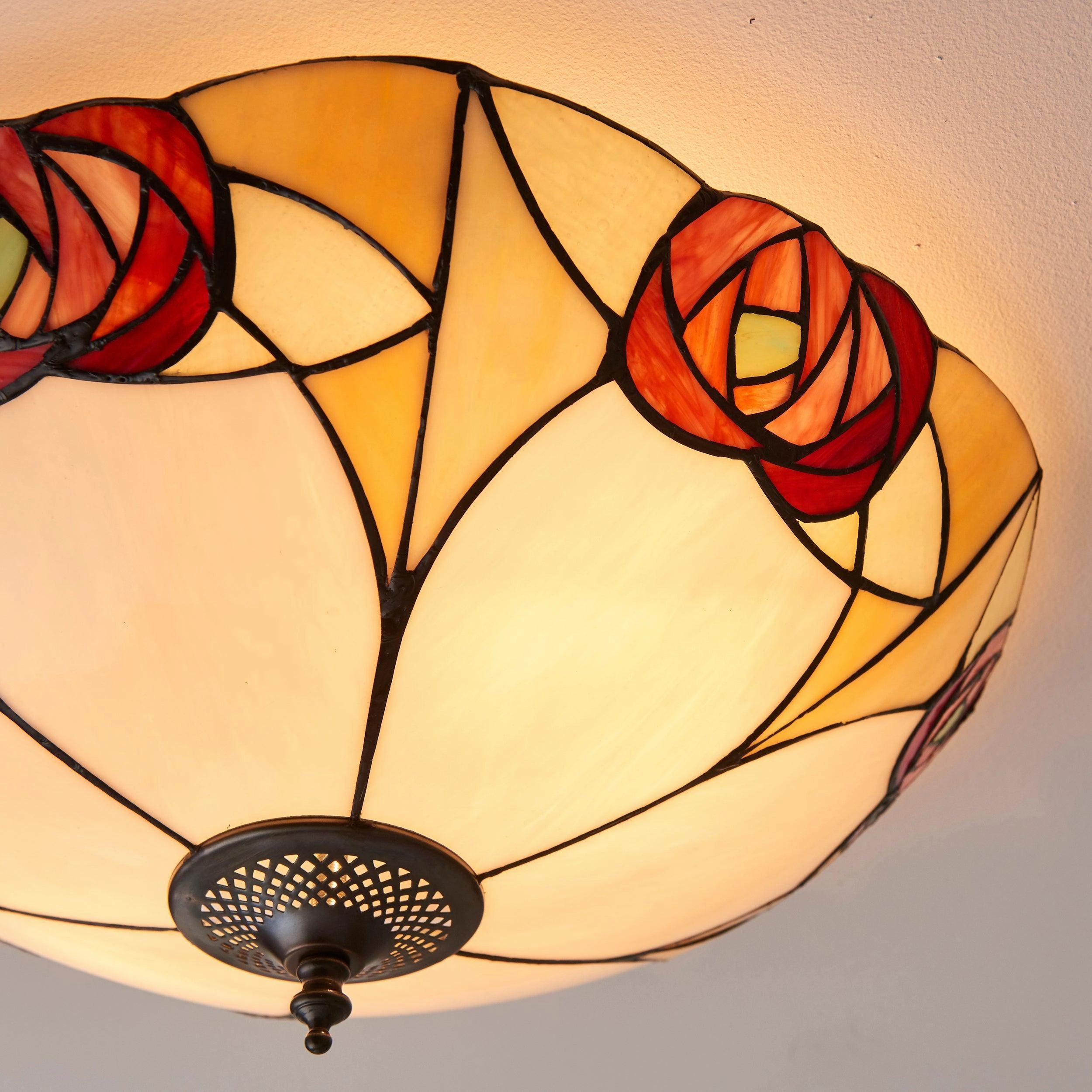 Interiors 1900 Ingram Large Flush Tiffany Ceiling Light