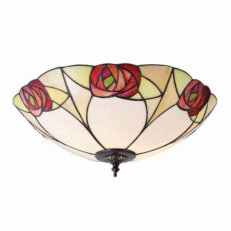 Interiors 1900 Ingram Large Flush Tiffany Ceiling Light