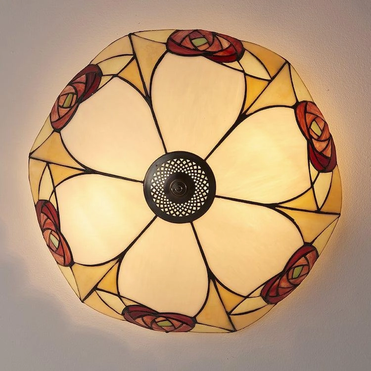 Interiors 1900 Ingram Large Flush Tiffany Ceiling Light