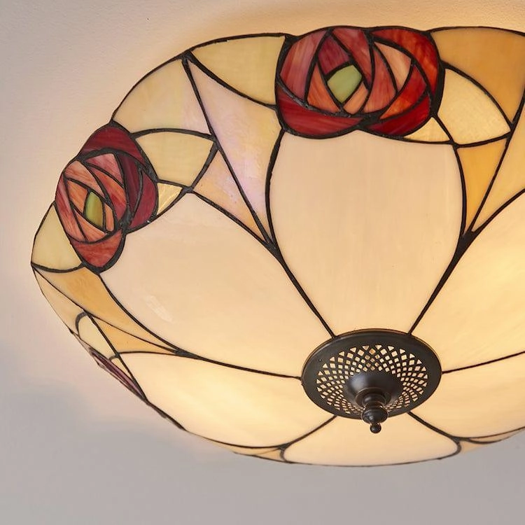 Interiors 1900 Ingram Large Flush Tiffany Ceiling Light
