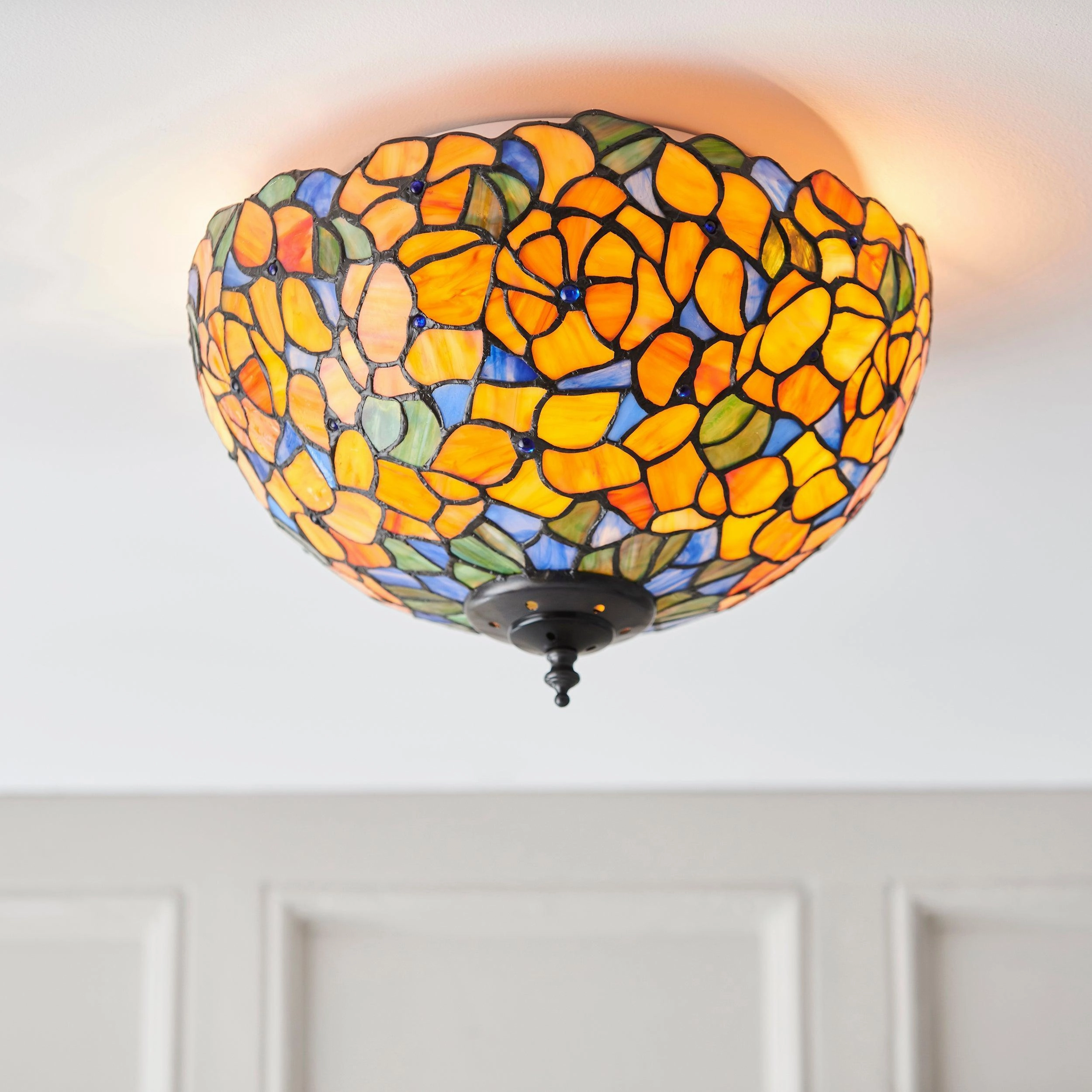 Interiors 1900 Josette Medium Flush Tiffany Ceiling Light