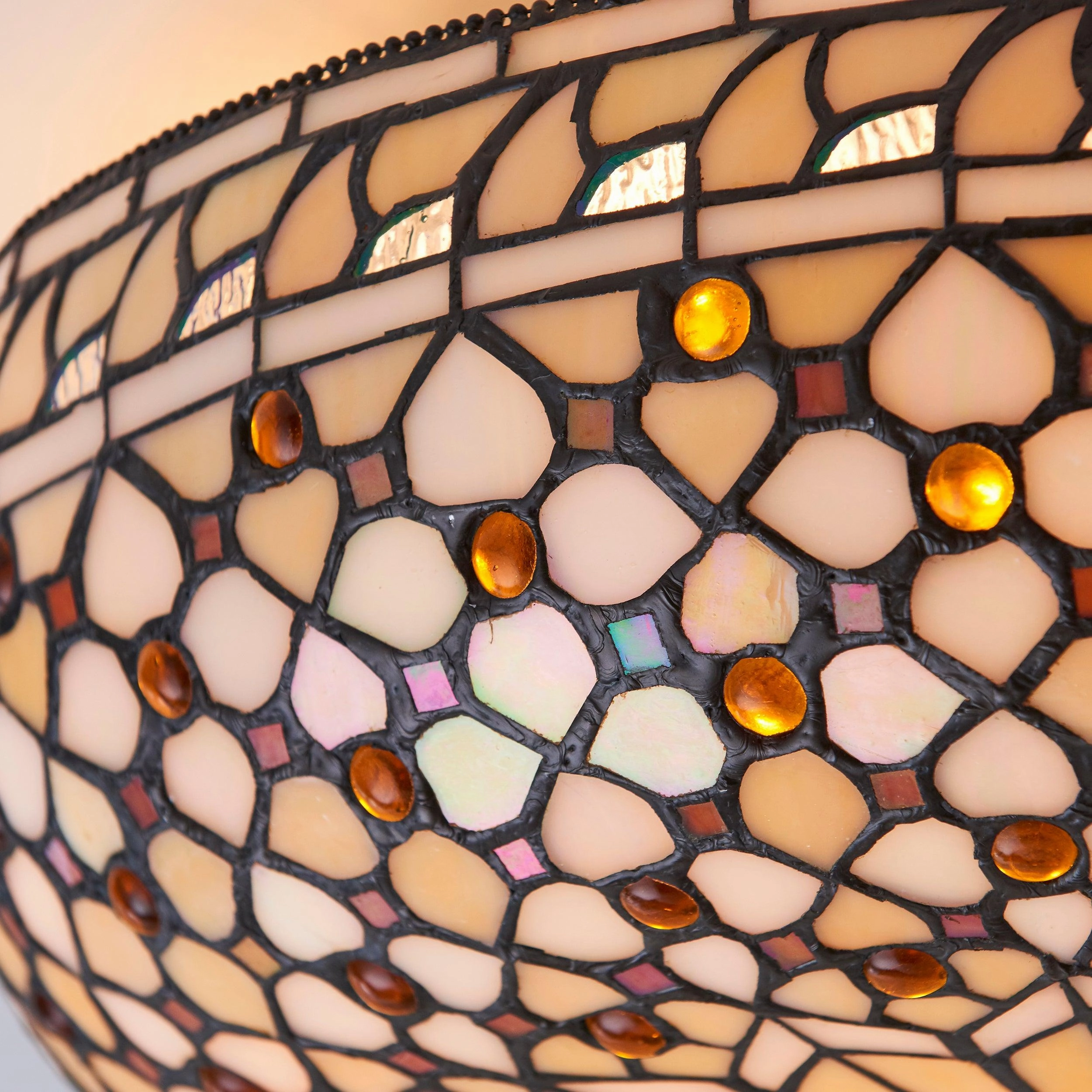 Interiors 1900 Mille Feux Large Flush Tiffany Ceiling Light