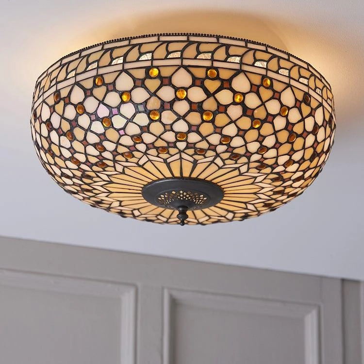 Interiors 1900 Mille Feux Large Flush Tiffany Ceiling Light recessed ceiling spot lamp