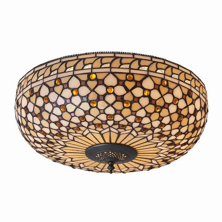 Interiors 1900 Mille Feux Large Flush Tiffany Ceiling Light