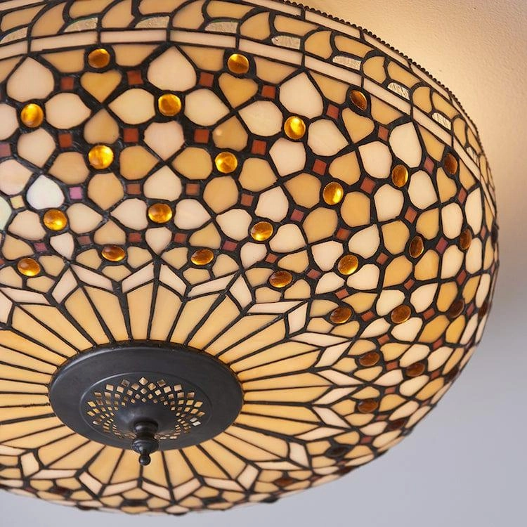 Interiors 1900 Mille Feux Large Flush Tiffany Ceiling Light