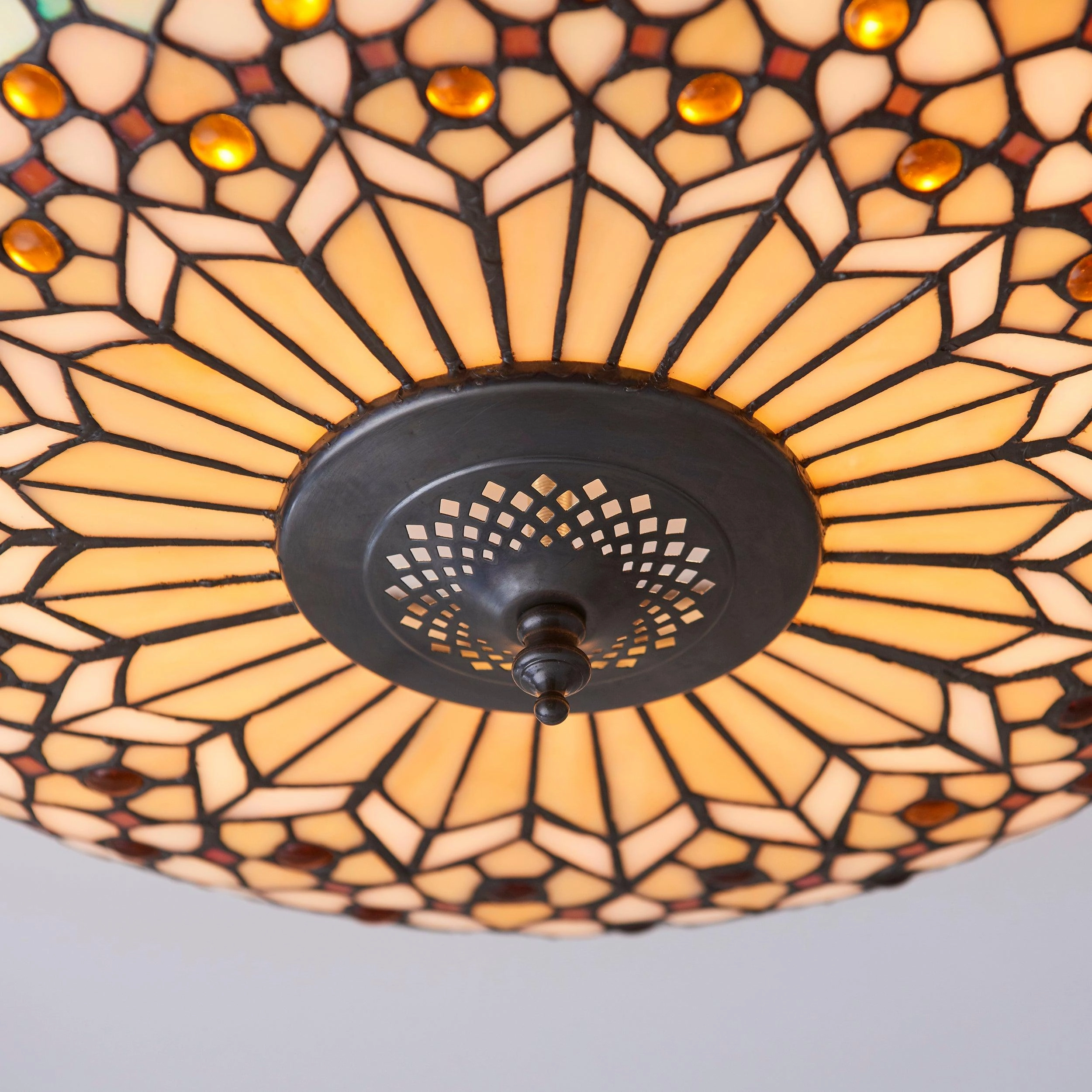 Interiors 1900 Mille Feux Large Flush Tiffany Ceiling Light