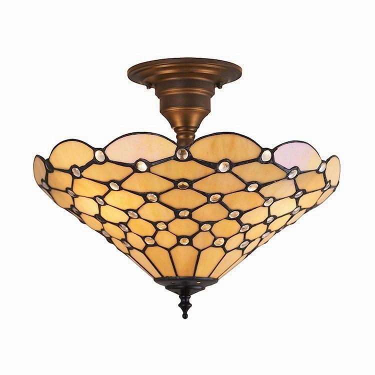 Interiors 1900 Pearl Semi Flush Tiffany Ceiling Light