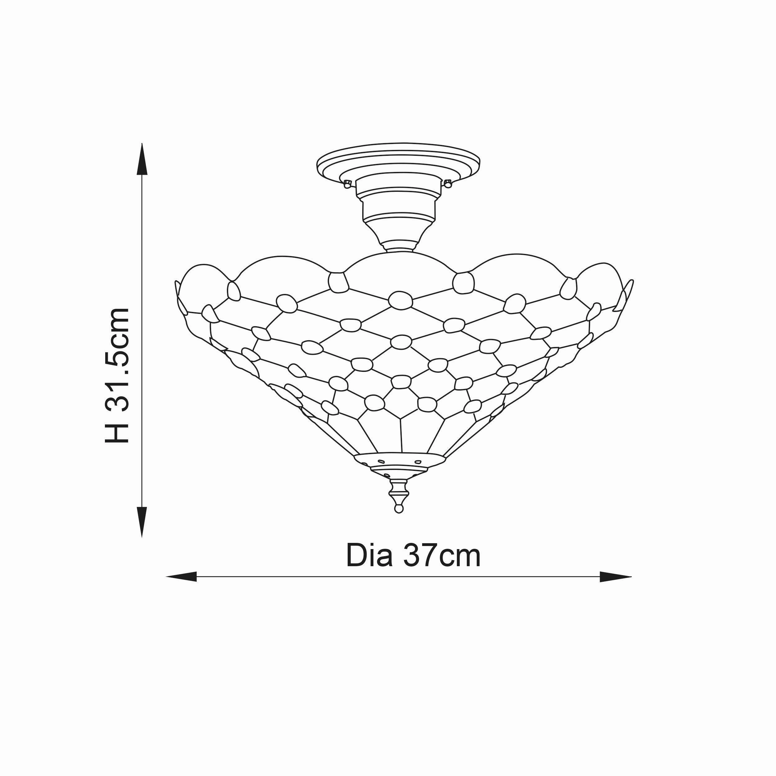 Interiors 1900 Pearl Semi Flush Tiffany Ceiling Light